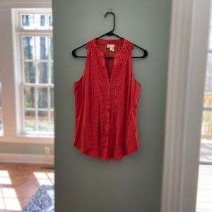 Orange Anthropologie button up blouse